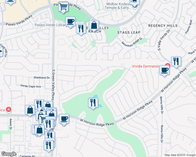 map of restaurants, bars, coffee shops, grocery stores, and more near 2108 Eagle Watch Drive in Henderson