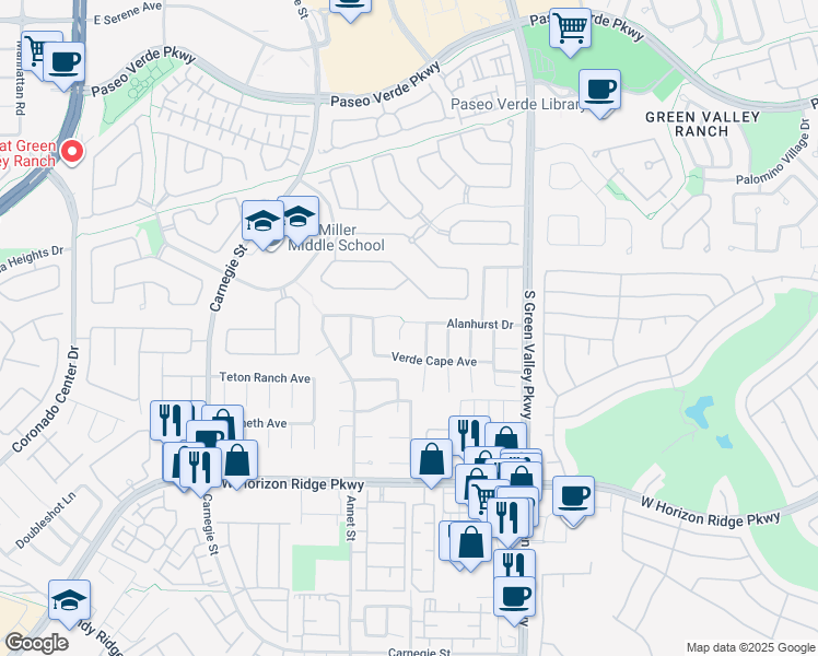 map of restaurants, bars, coffee shops, grocery stores, and more near 491 1st Light Street in Henderson