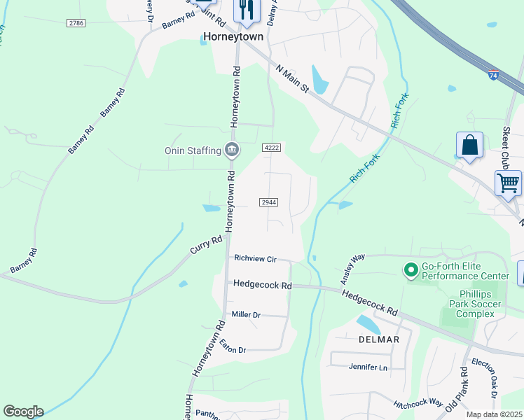 map of restaurants, bars, coffee shops, grocery stores, and more near 312 Cedarwood Trail in High Point