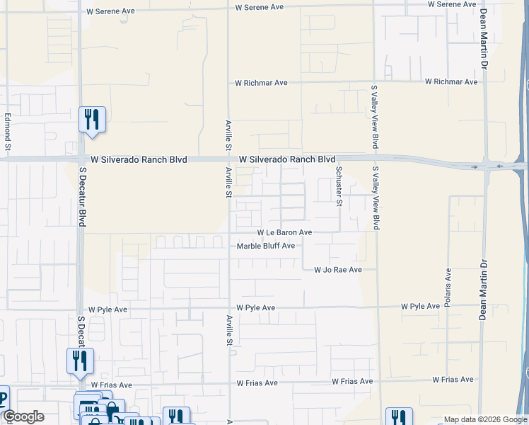 map of restaurants, bars, coffee shops, grocery stores, and more near 9844 Kings Glen Street in Las Vegas