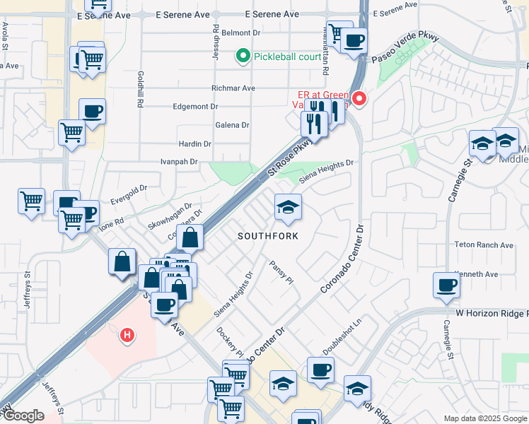 map of restaurants, bars, coffee shops, grocery stores, and more near 511 Rafkin Place in Henderson