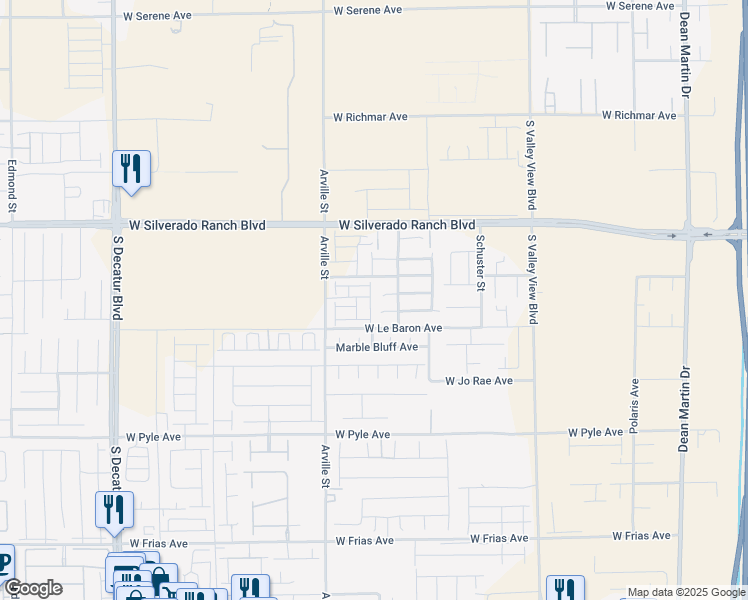 map of restaurants, bars, coffee shops, grocery stores, and more near 9844 Kings Glen Street in Las Vegas
