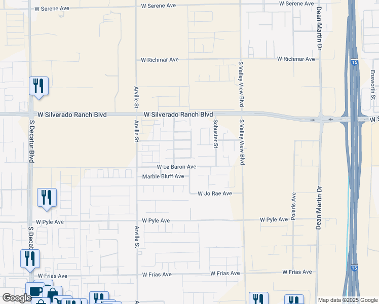 map of restaurants, bars, coffee shops, grocery stores, and more near 4230 Prairie Star Avenue in Las Vegas
