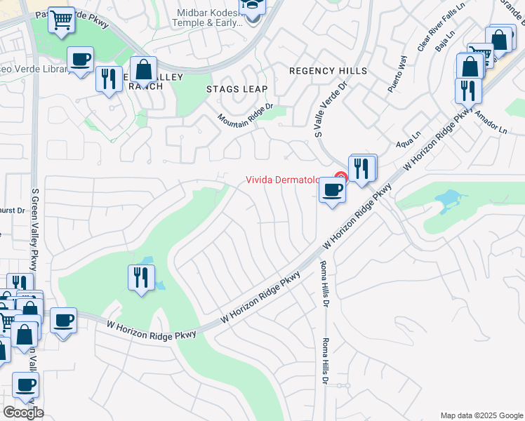 map of restaurants, bars, coffee shops, grocery stores, and more near 2022 High Mesa Drive in Henderson