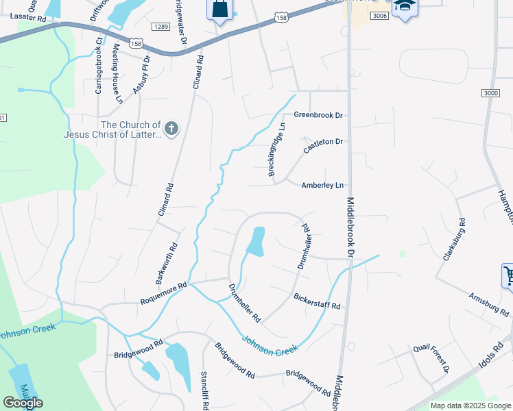 map of restaurants, bars, coffee shops, grocery stores, and more near 605 Drumheller Road in Clemmons