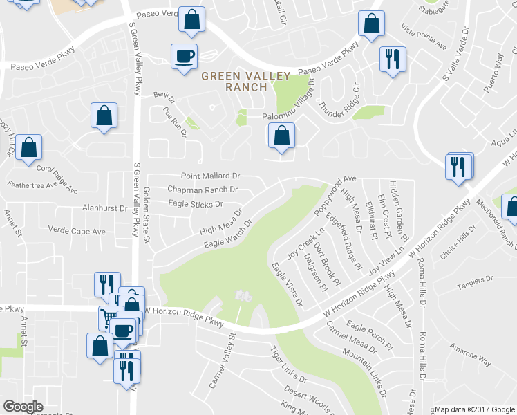 map of restaurants, bars, coffee shops, grocery stores, and more near 2108 Eagle Watch Dr in Henderson