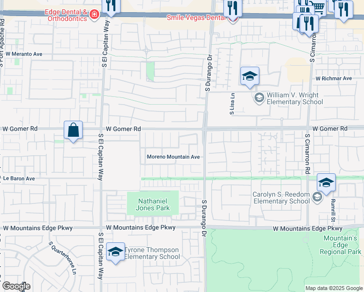 map of restaurants, bars, coffee shops, grocery stores, and more near 9754 Ventura Mountain Street in Las Vegas