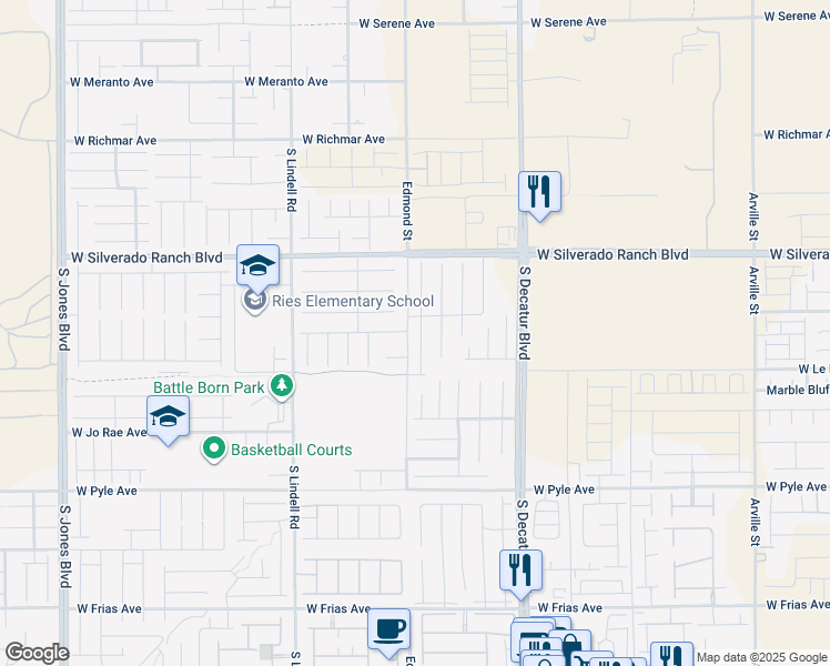 map of restaurants, bars, coffee shops, grocery stores, and more near 9831 Panther Hollow Street in Las Vegas