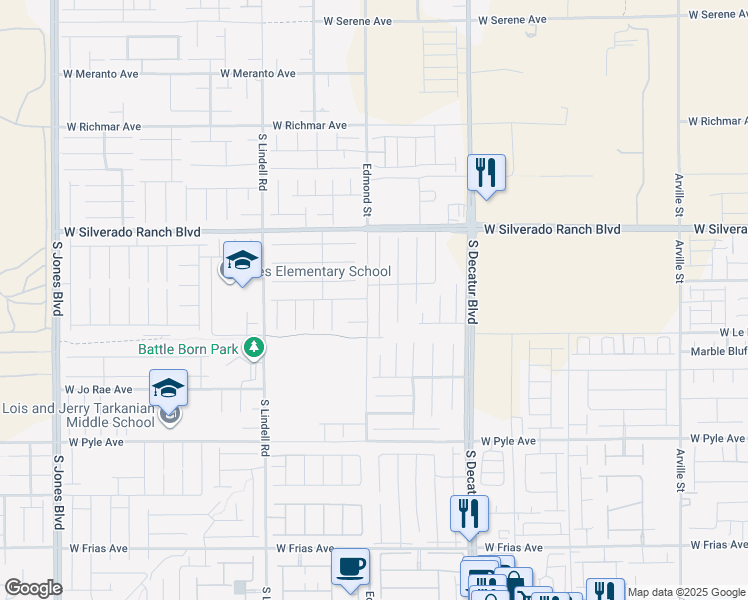 map of restaurants, bars, coffee shops, grocery stores, and more near 9831 Panther Hollow Street in Las Vegas