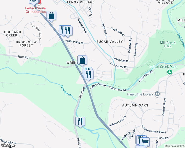 map of restaurants, bars, coffee shops, grocery stores, and more near 8104 Lenox Creekside Drive in Nashville