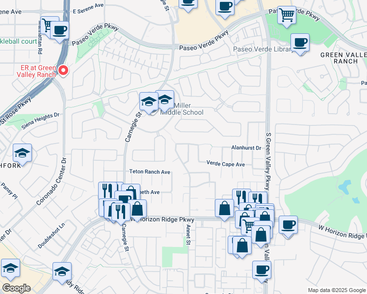 map of restaurants, bars, coffee shops, grocery stores, and more near 2267 Alanhurst Drive in Henderson