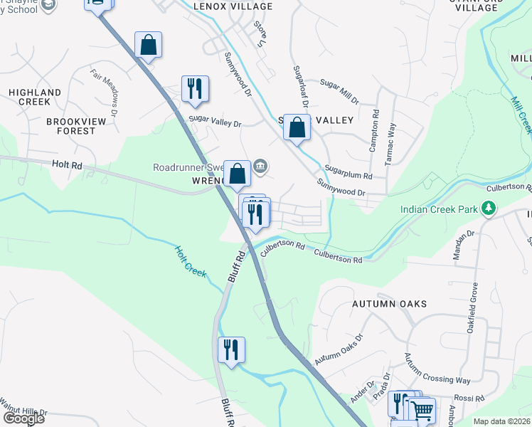 map of restaurants, bars, coffee shops, grocery stores, and more near 8106 Lenox Creekside Drive in Nashville