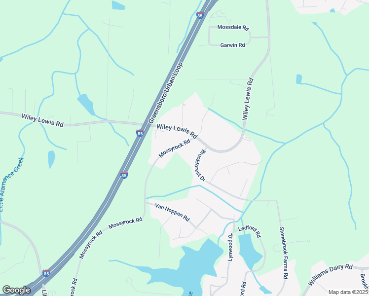 map of restaurants, bars, coffee shops, grocery stores, and more near 3805 Mossyrock Road in Greensboro