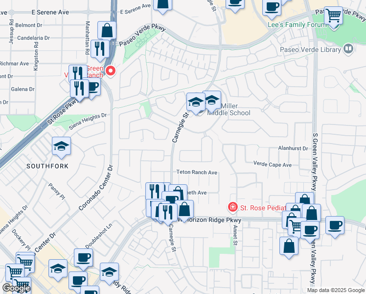 map of restaurants, bars, coffee shops, grocery stores, and more near 442 Beardsley Circle in Henderson