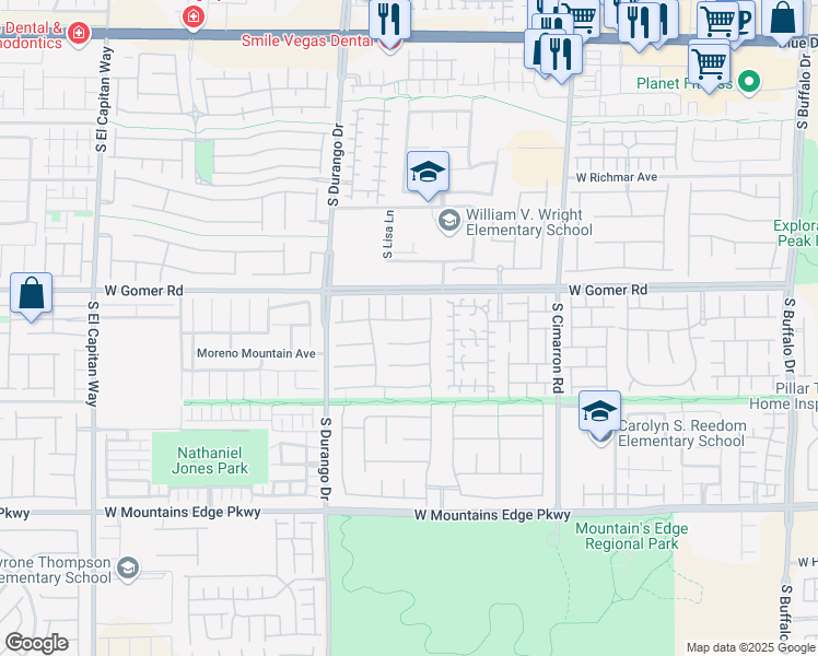 map of restaurants, bars, coffee shops, grocery stores, and more near 8445 Cambrils Avenue in Las Vegas