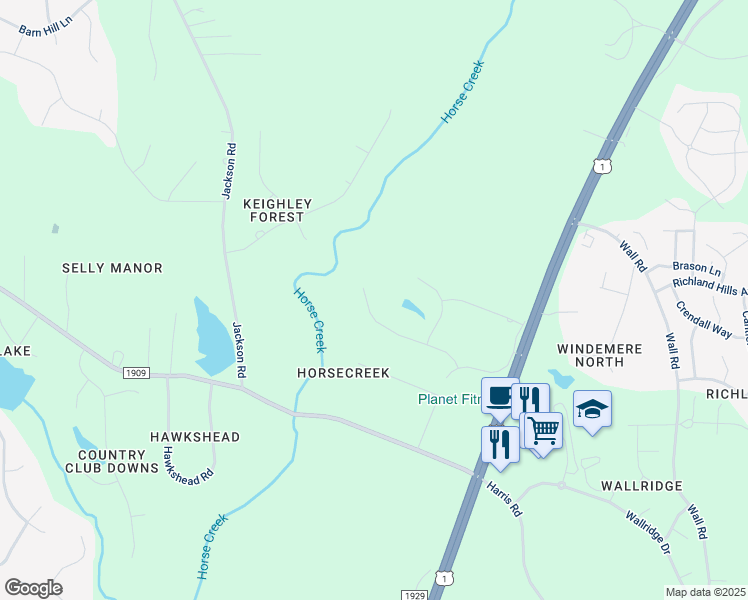 map of restaurants, bars, coffee shops, grocery stores, and more near 3621 Legato Lane in Wake Forest