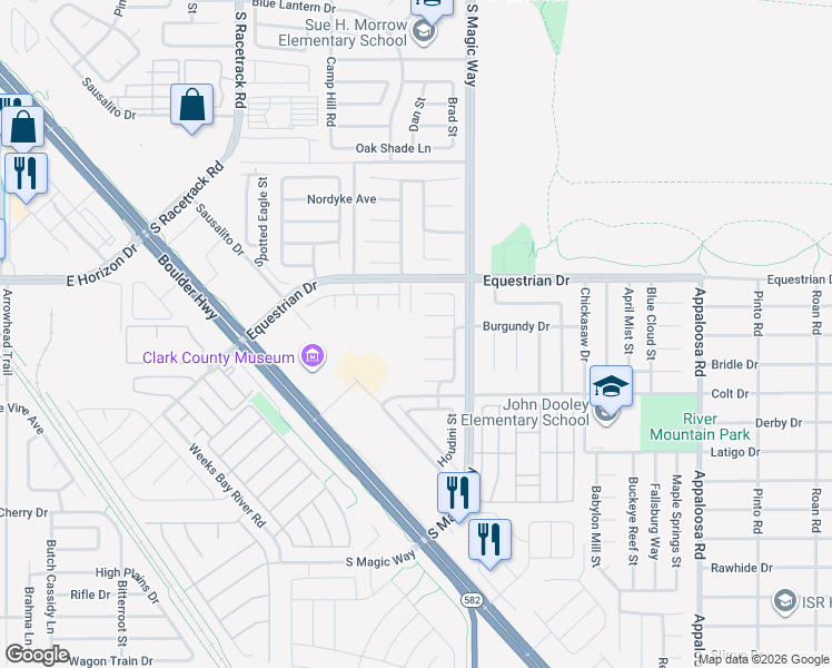 map of restaurants, bars, coffee shops, grocery stores, and more near 1171 Merlin Court in Henderson