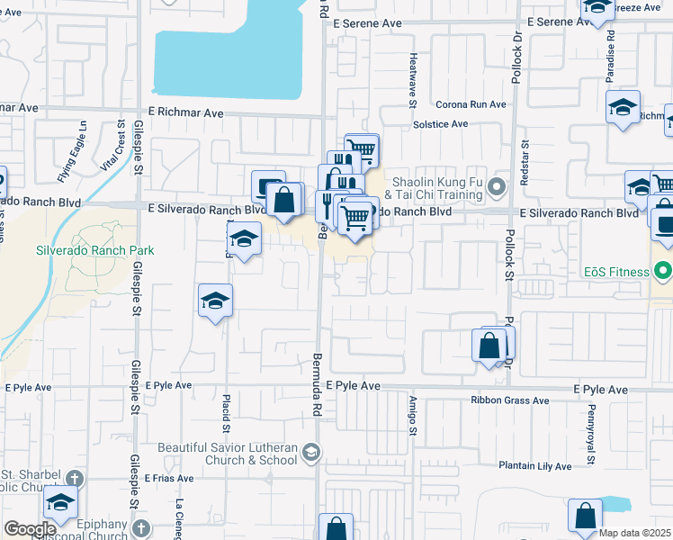 map of restaurants, bars, coffee shops, grocery stores, and more near 9850 Bermuda Road in Las Vegas
