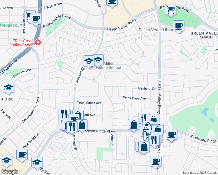 map of restaurants, bars, coffee shops, grocery stores, and more near 2267 Alanhurst Drive in Henderson