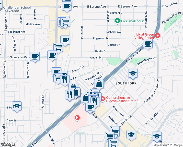 map of restaurants, bars, coffee shops, grocery stores, and more near 588 Ione Road in Henderson
