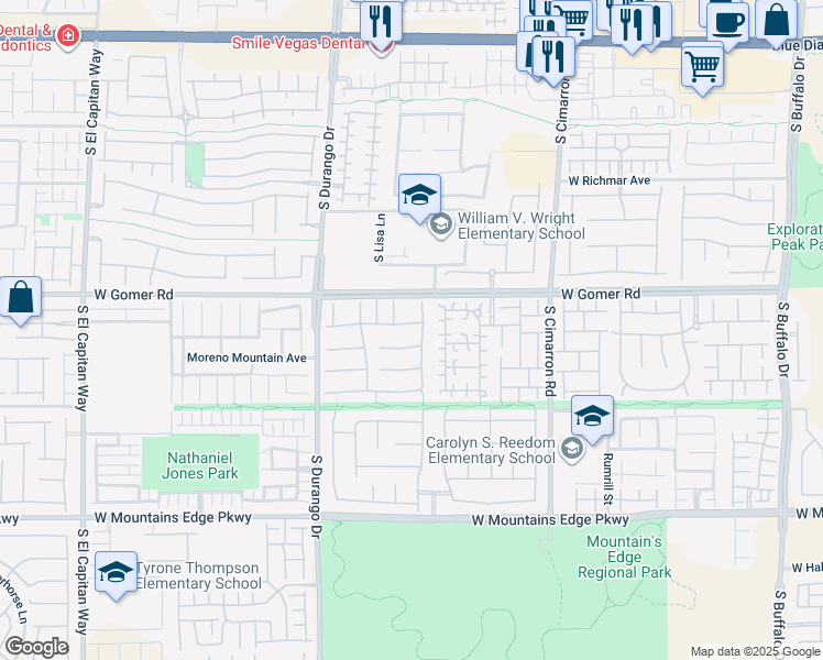 map of restaurants, bars, coffee shops, grocery stores, and more near 8425 Cambrils Avenue in Las Vegas