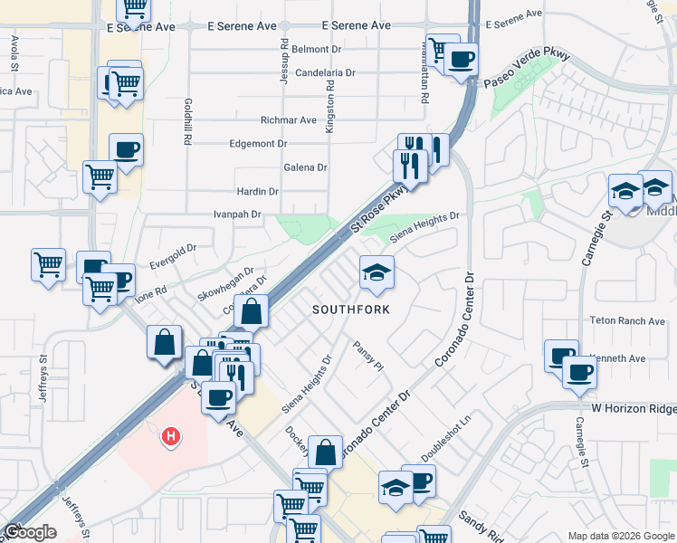 map of restaurants, bars, coffee shops, grocery stores, and more near 513 Crumpler Place in Henderson