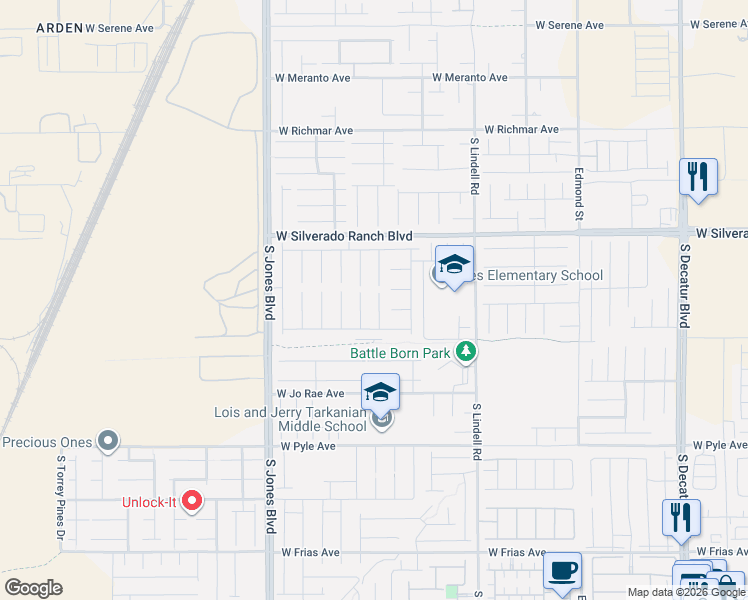 map of restaurants, bars, coffee shops, grocery stores, and more near 9851 Marietta Cellars Court in Las Vegas