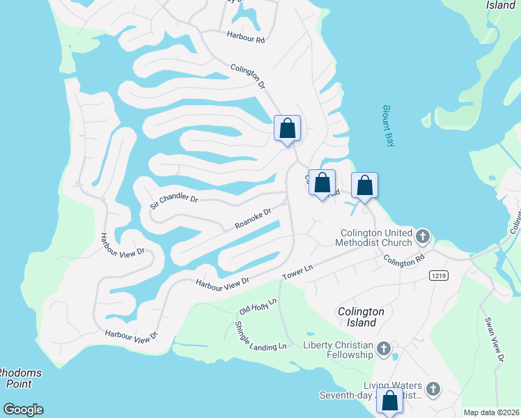 map of restaurants, bars, coffee shops, grocery stores, and more near 111 Roanoke Drive in Kill Devil Hills