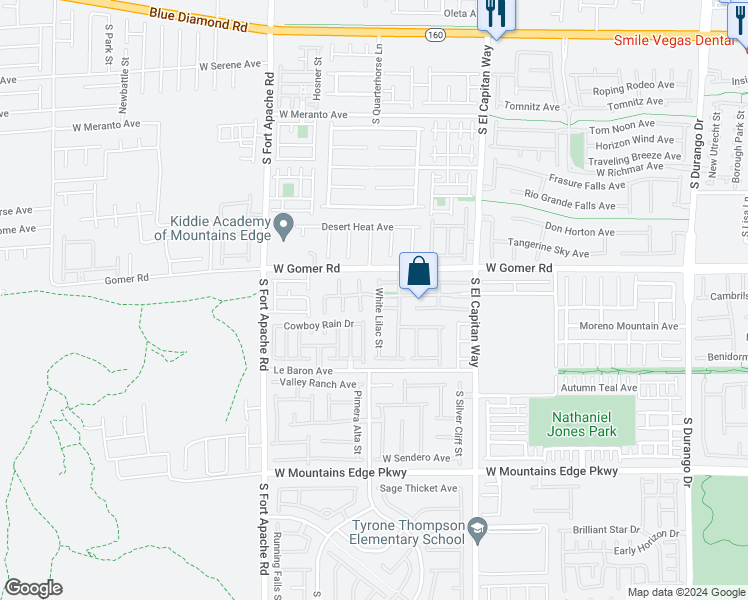 map of restaurants, bars, coffee shops, grocery stores, and more near 9747 White Lilac Street in Las Vegas