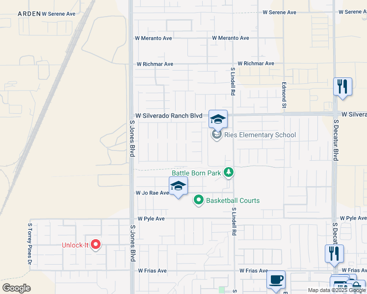 map of restaurants, bars, coffee shops, grocery stores, and more near 9851 Marietta Cellars Court in Las Vegas