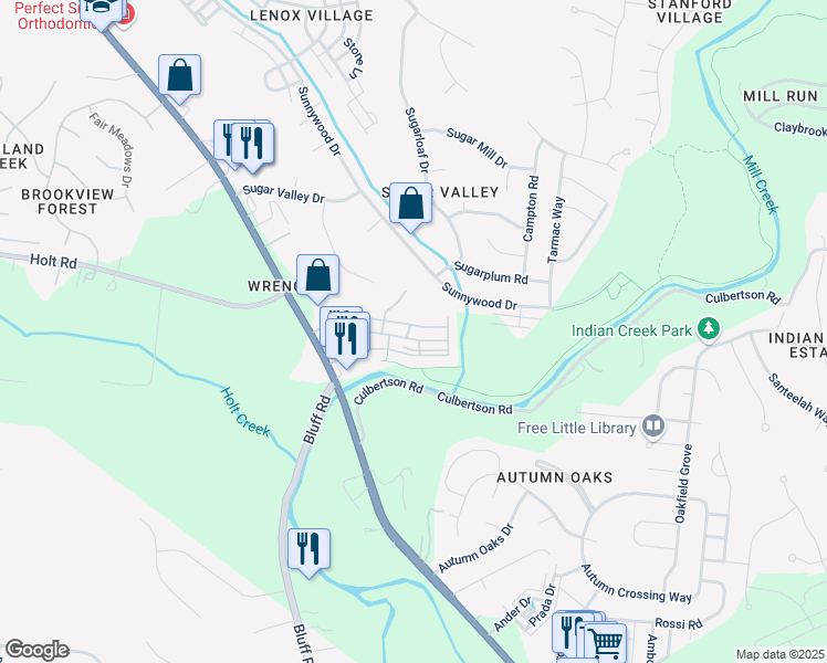 map of restaurants, bars, coffee shops, grocery stores, and more near 8211 Lenox Creekside Drive in Nashville
