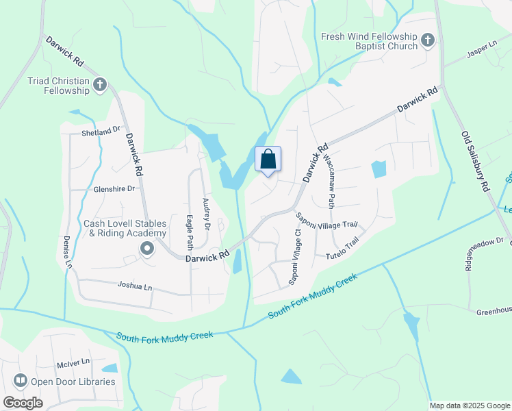 map of restaurants, bars, coffee shops, grocery stores, and more near 2158 Lauren Woods Drive in Winston-Salem