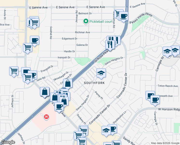 map of restaurants, bars, coffee shops, grocery stores, and more near 513 Crumpler Place in Henderson