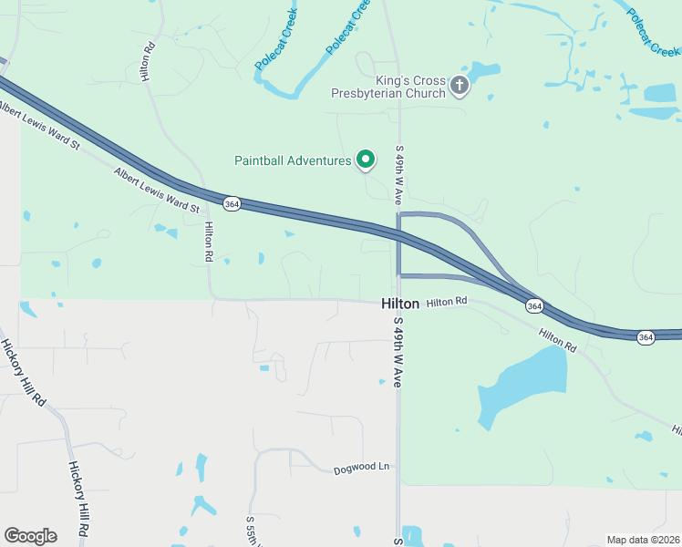 map of restaurants, bars, coffee shops, grocery stores, and more near 5049 West Hilton Road in Sapulpa