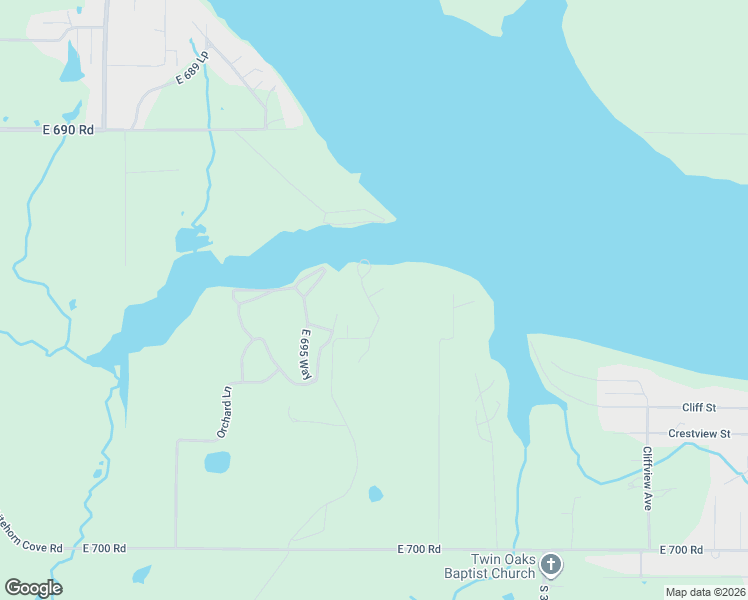 map of restaurants, bars, coffee shops, grocery stores, and more near 69477 South 325 Road in Wagoner