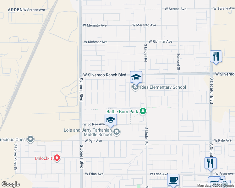 map of restaurants, bars, coffee shops, grocery stores, and more near 9851 Marietta Cellars Court in Las Vegas