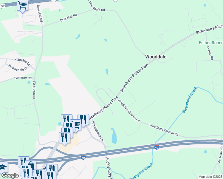 map of restaurants, bars, coffee shops, grocery stores, and more near 7703 Strawberry Plains Pike in Knoxville