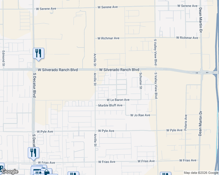 map of restaurants, bars, coffee shops, grocery stores, and more near 9785 Granite Mesa Street in Las Vegas