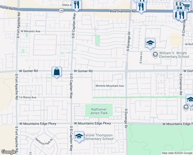 map of restaurants, bars, coffee shops, grocery stores, and more near 9711 Maspalomas Street in Las Vegas