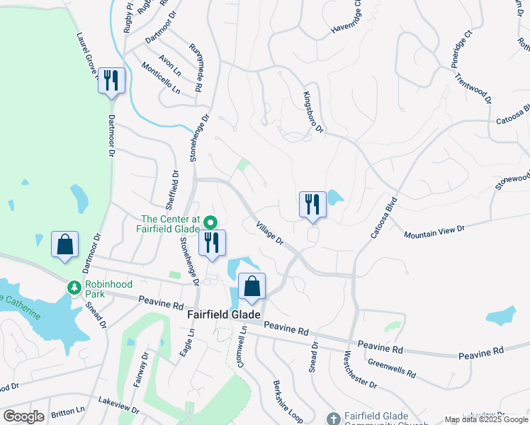 map of restaurants, bars, coffee shops, grocery stores, and more near 30 Augustine Court in Crossville