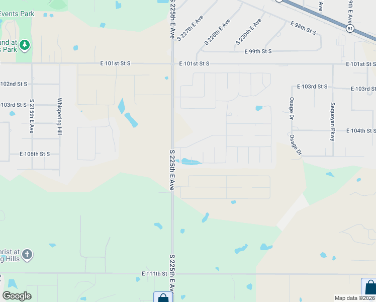 map of restaurants, bars, coffee shops, grocery stores, and more near 22709 East 104th Street in Broken Arrow
