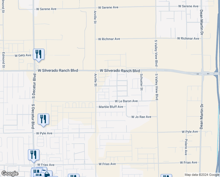 map of restaurants, bars, coffee shops, grocery stores, and more near 9812 Kings Glen Street in Las Vegas