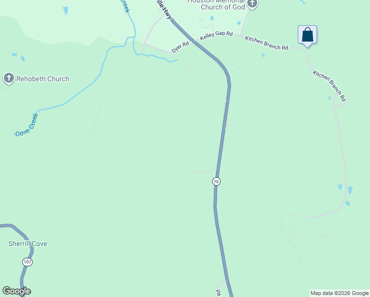 map of restaurants, bars, coffee shops, grocery stores, and more near 130 Timber Lane in Greeneville