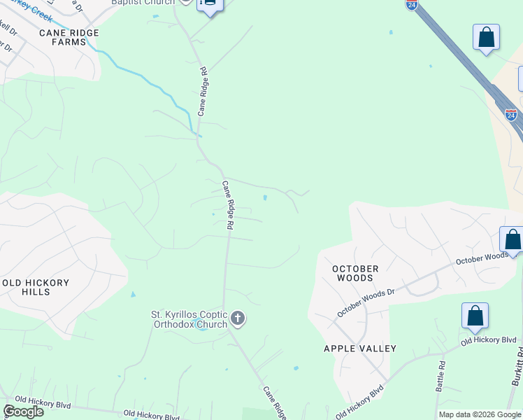 map of restaurants, bars, coffee shops, grocery stores, and more near 5892 Cane Ridge Road in Nashville