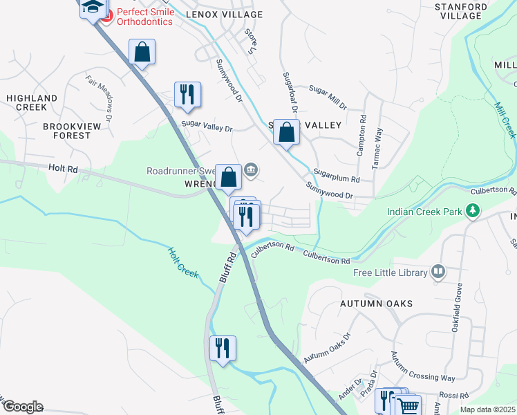map of restaurants, bars, coffee shops, grocery stores, and more near 8121 Lenox Creekside Drive in Nashville