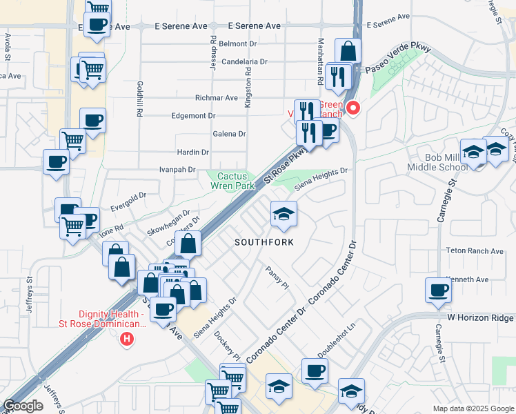 map of restaurants, bars, coffee shops, grocery stores, and more near 502 Rafkin Place in Henderson