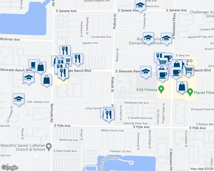map of restaurants, bars, coffee shops, grocery stores, and more near 9771 Del Mar Heights Street in Las Vegas