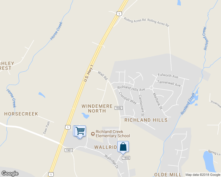map of restaurants, bars, coffee shops, grocery stores, and more near 1319 Wall Road in Wake Forest