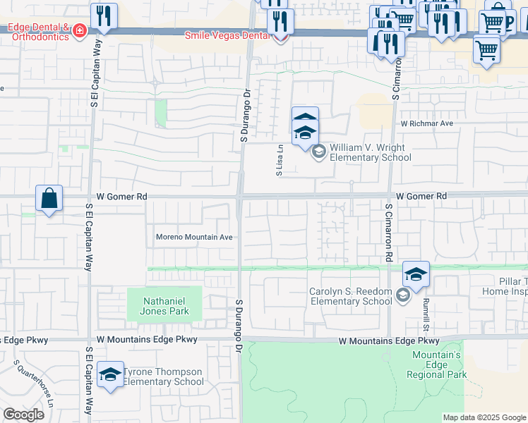 map of restaurants, bars, coffee shops, grocery stores, and more near 8538 Cambrils Avenue in Las Vegas
