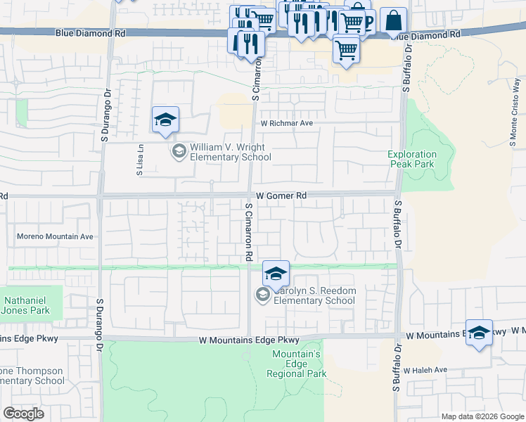 map of restaurants, bars, coffee shops, grocery stores, and more near 8181 Cheerful Valley Avenue in Las Vegas
